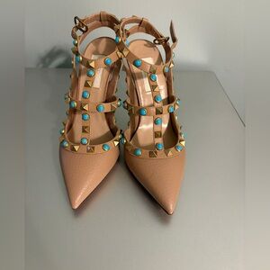 Valentino rockstud accents leather T strap pumps